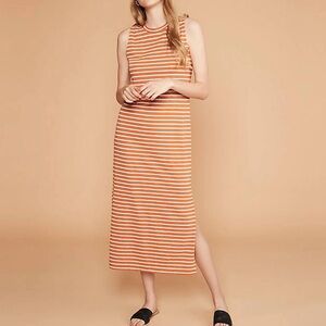 Lou & Grey Camel Striped Softserve Slub Maxi Dress XXS